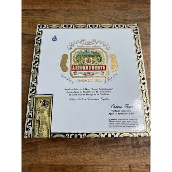 Arturo Fuente white gold 20 Chateau 9 3/8 x 9 3/4 x 1 3/8 Empty cigar box Craft - Picture 1 of 9